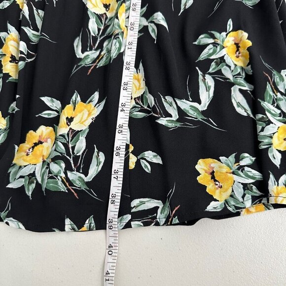 WHBM Floral Dress Size 12 Black Yellow V-Neck Boho - Picture 9 of 11